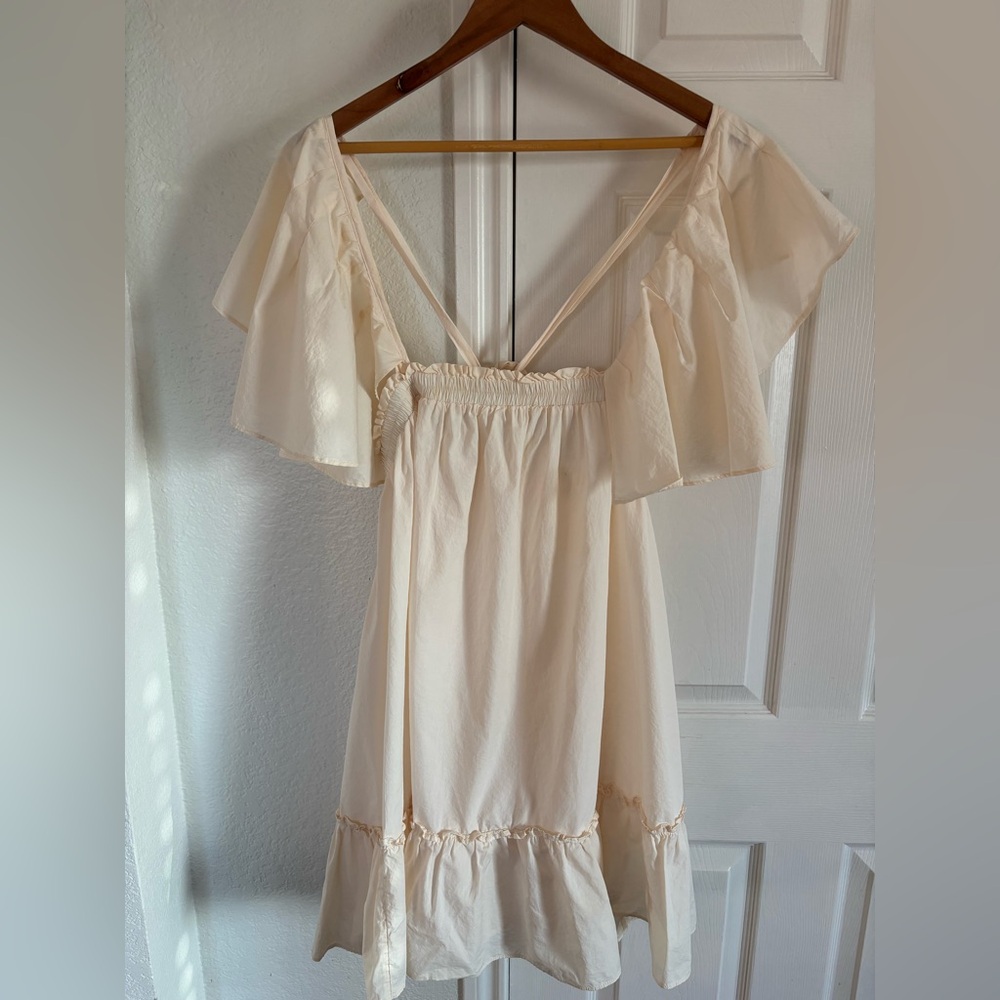 Free People Cream Ruffled Mini Dress - Picture 3 of 9